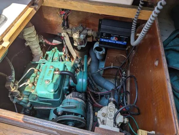Slide: The Image of 1979 Sabre 28-2 engine compartment with visible wiring and components. - 40