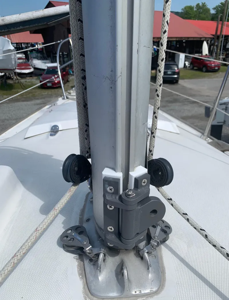 Slide: The Image of Close-up of 1979 Sabre 28-2 sailboat mast and rigging components. - 8