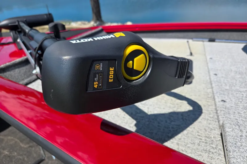 Slide: The Image of 2024 Tracker Pro Team 175 TXW with Minn Kota Edge trolling motor, red deck. - 9