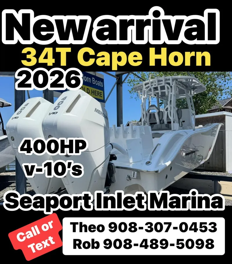 The Image of 2025 Cape Horn 34T boat, 400HP V10 engines, Seaport Inlet Marina, contact Theo or Rob. - 0