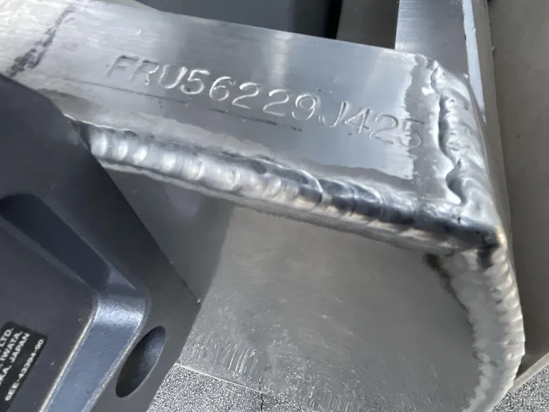 Slide: The Image of Close-up of a 2025 South Bay S224RS metal component with serial number FRU56229J425. - 19