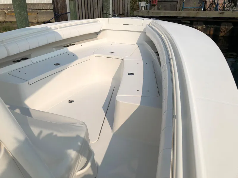 Slide: The Image of 2018 Regulator 28 Center Console boat with Optimus 360 Joystick Control, docked. - 12