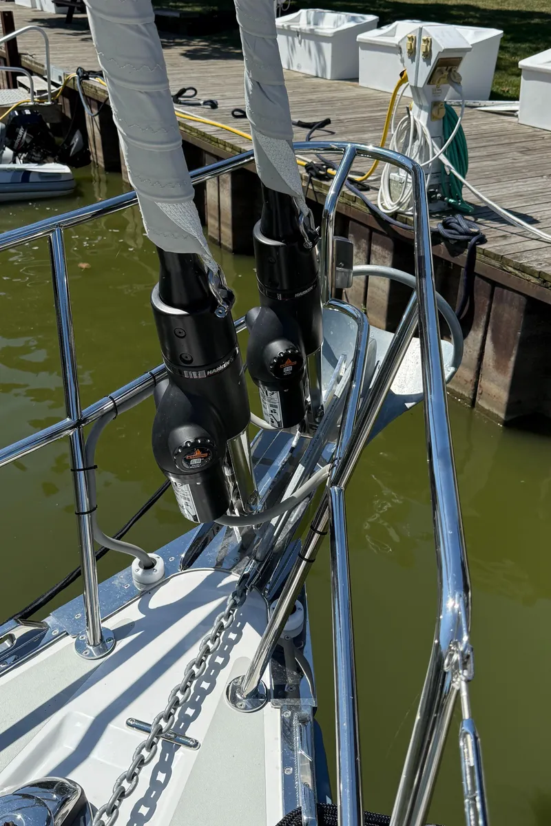Slide: The Image of Bow of 2024 Tartan 455 sailboat with rigging and anchor chain at dock. - 20