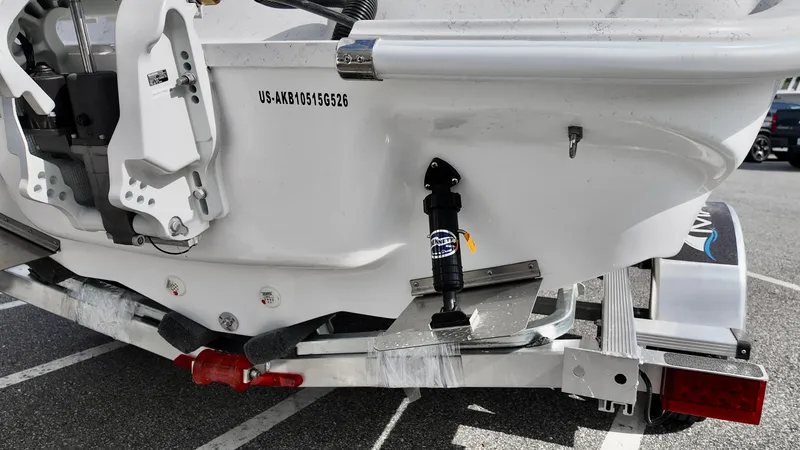 Slide: The Image of 2026 ALK2 Powerboats 18 CRS on trailer, showcasing rear hull and motor details. - 6