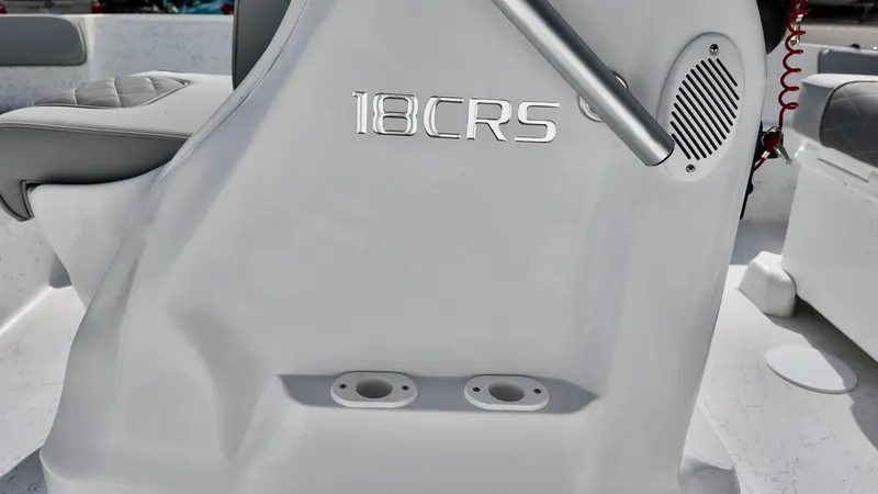 Slide: The Image of 2026 ALK2 Powerboats 18 CRS interior detail with speaker and seating. - 7