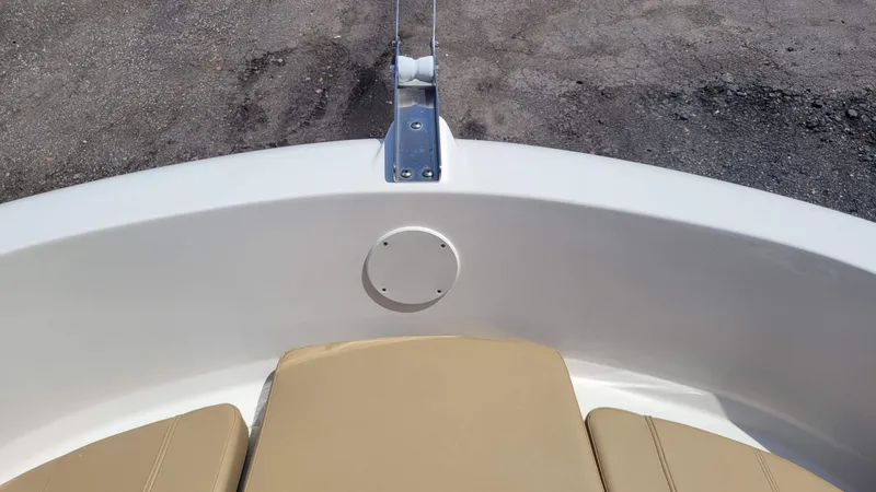 Slide: The Image of 2024 Trophy t20cc boat bow with beige seating and white hull. - 44