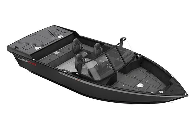 Slide: The Image of 2026 Alumacraft Competitor 195X Sport boat in showroom, featuring sleek design and spacious interior. - 3