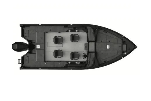 Slide: The Image of 2026 Alumacraft Competitor 195X Sport boat interior with spacious seating and windshield. - 2