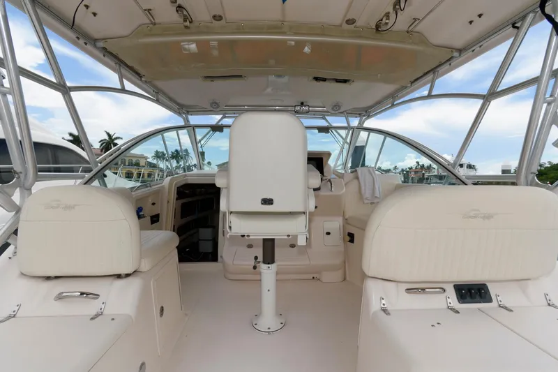Slide: The Image of 2007 Grady-White Express 360 boat interior with helm and seating area. - 10