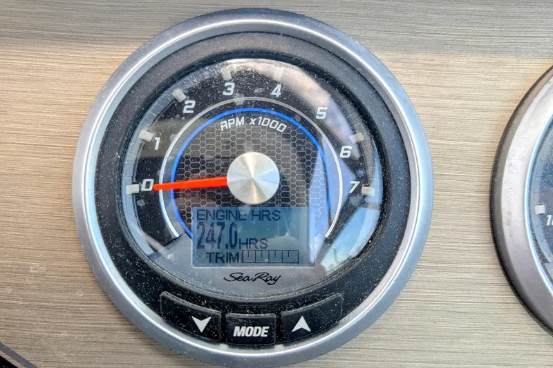 Slide: The Image of Close-up of 2017 Sea Ray Sundancer 280 tachometer showing 247 engine hours. - 13