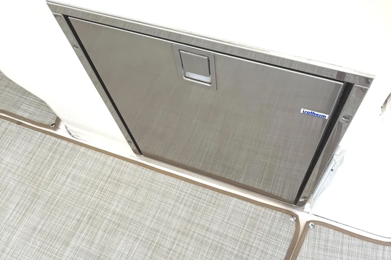 Slide: The Image of Stainless steel door on 2013 Pursuit 365i Sport Coupe boat interior. - 21