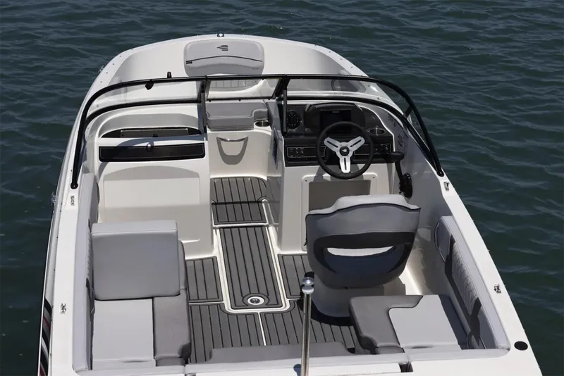 Slide: The Image of 2025 Bayliner VR4 Bowrider OB on trailer, rear view, outdoors. - 3