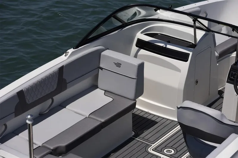 Slide: The Image of 2025 Bayliner VR4 Bowrider OB interior with spacious seating and modern design. - 6