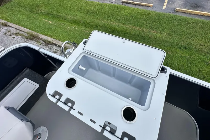 Slide: The Image of Open storage compartment on 2026 Sylvan Mirage Fish 820 Party Fish boat. - 10