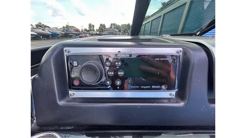 Slide: The Image of 2017 MasterCraft X23 dashboard with Fusion MS-UD755 audio system. - 21