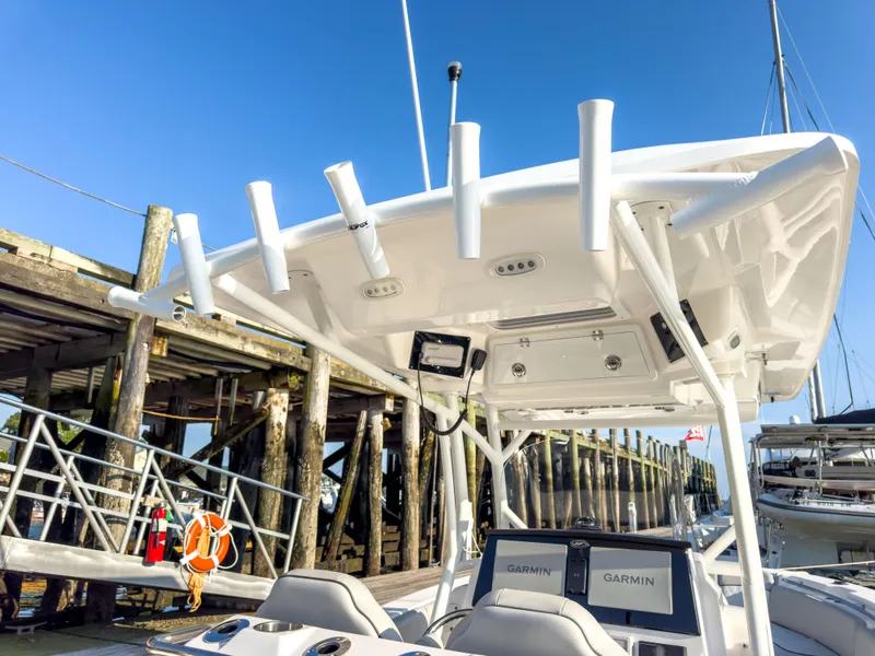 Slide: The Image of 2022 Sea Fox 288 Commander boat with Garmin electronics at a dock. - 23
