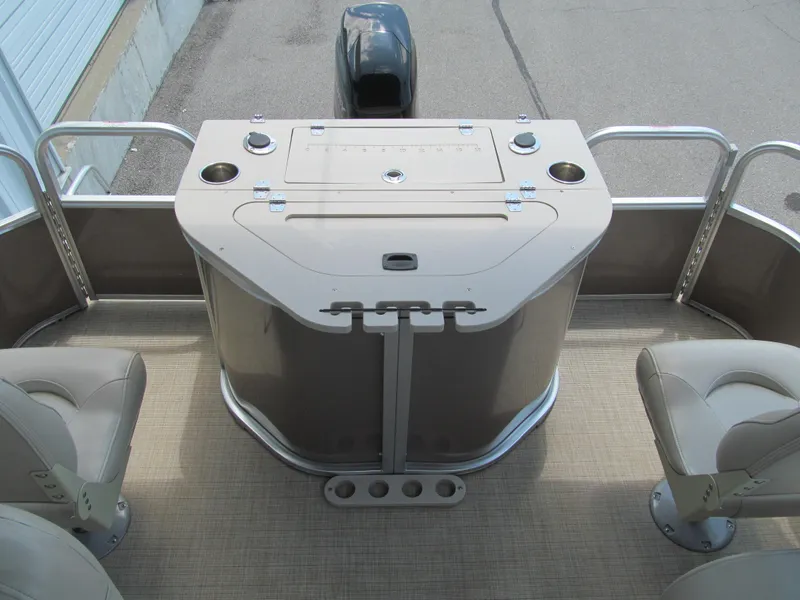 Slide: The Image of 2018 Berkshire 17A CTS boat interior with seating and control panel. - 10