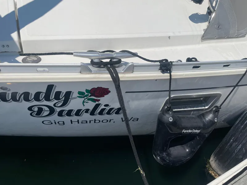 Slide: The Image of Jeanneau Sun Odyssey 36, 1990, docked in Gig Harbor, WA with fender and rope. - 45