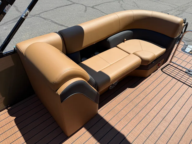 Slide: The Image of Luxurious tan seating on 2026 Bentley Pontoons Elite 253 Admiral boat deck. - 30