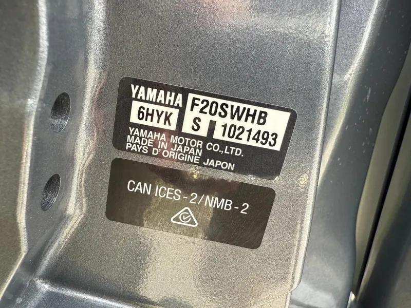Slide: The Image of Label on Yamaha motor, model F20SWHB, made in Japan, attached to Alweld boat. - 8