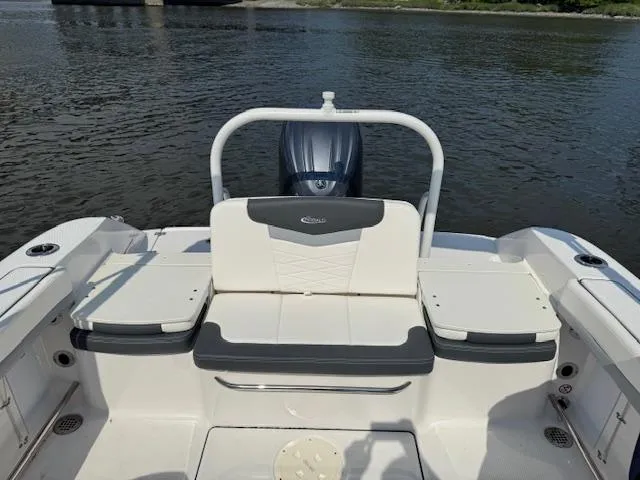 Slide: The Image of 2024 Robalo R207 Dual Console boat with seating, on calm water. - 10