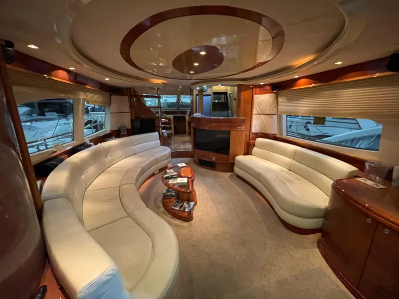 Slide: The Image of Luxurious interior of a 2004 Azimut 74 yacht with elegant seating and modern design. - 47