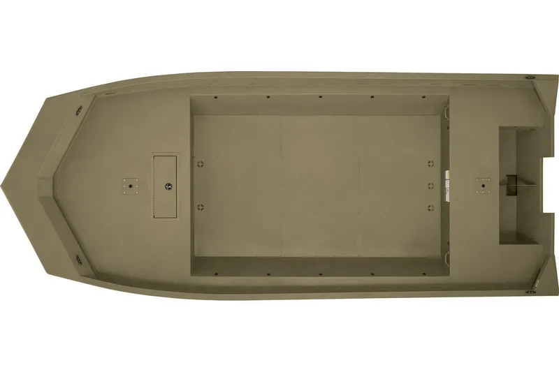 Slide: The Image of 2026 Tracker GRIZZLY 2072 Utility boat, top view, spacious interior, olive green color. - 3