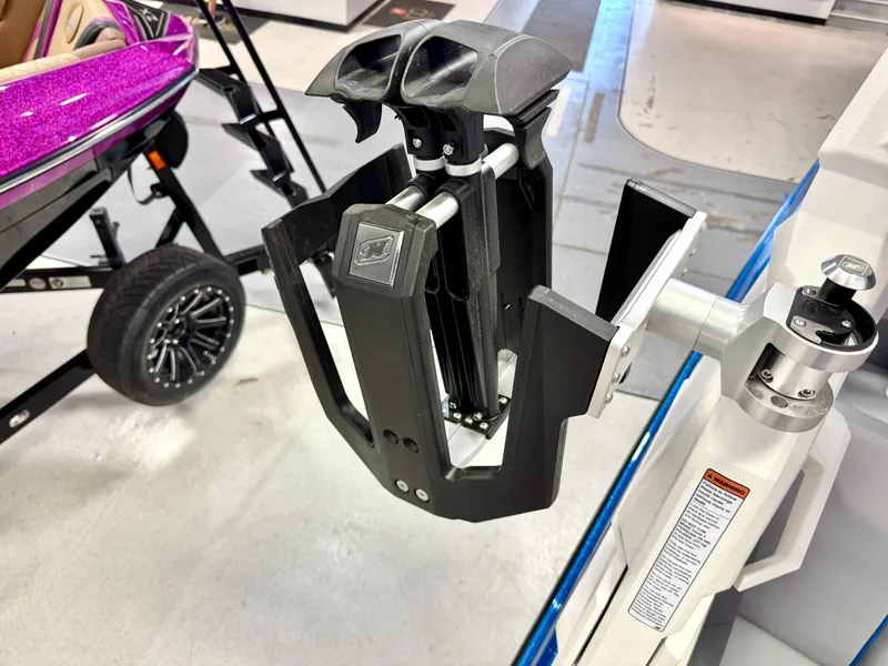 Slide: The Image of 2025 Nautique Super Air Nautique S23 boat accessory detail, featuring a sleek black and silver design. - 39