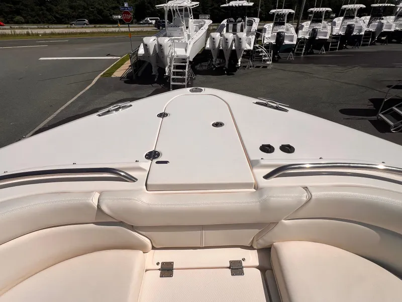 Slide: The Image of 2016 Grady-White Freedom 375 boat interior, showcasing seating and deck details. - 11