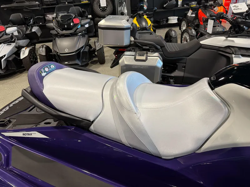 Slide: The Image of 2025 Sea-Doo GTI SE 130 jet ski with sleek design and comfortable seating. - 5