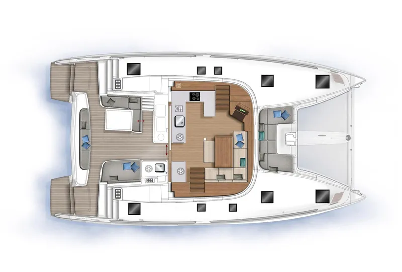 Slide: The Image of 2022 Lagoon 46 catamaran layout with spacious deck and modern interior design. - 49