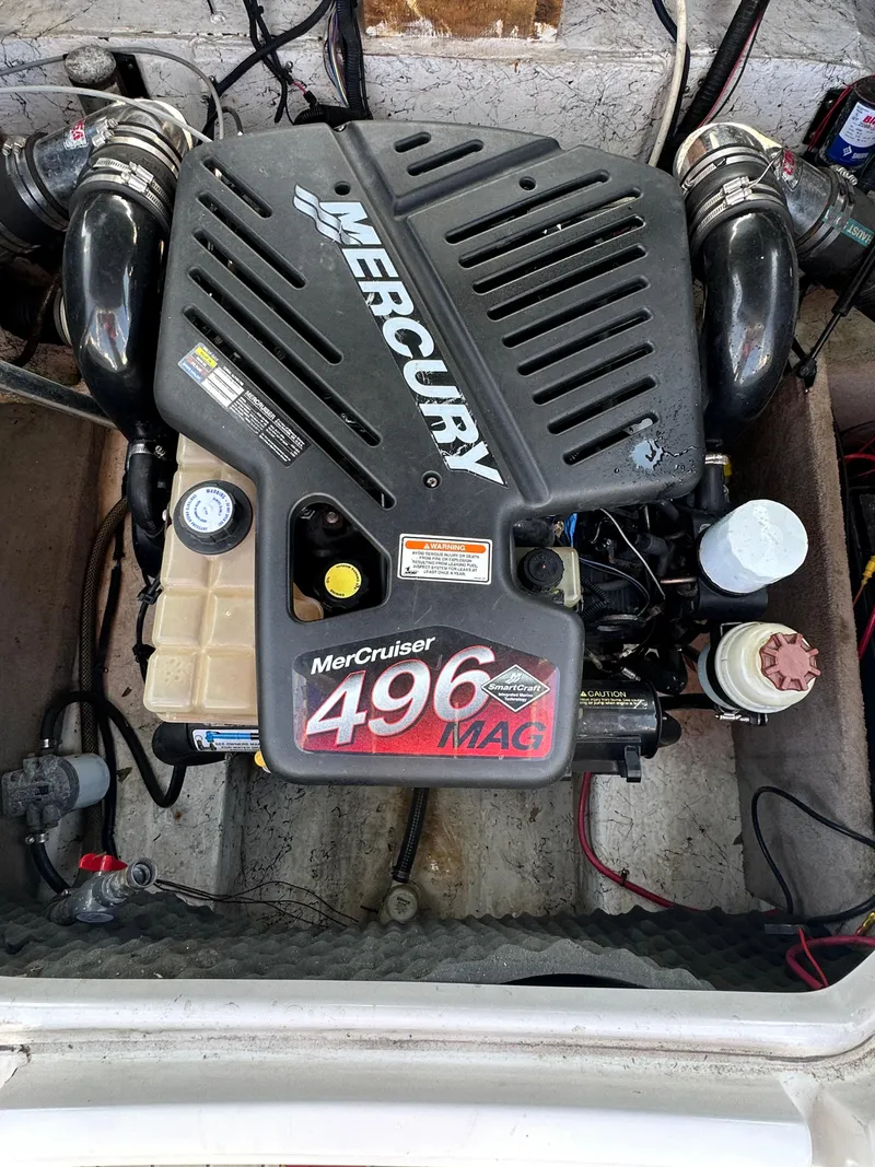 Slide: The Image of MerCruiser 496 MAG engine in 2007 Ebbtide 2460 SS Fun Cruiser DC boat. - 15