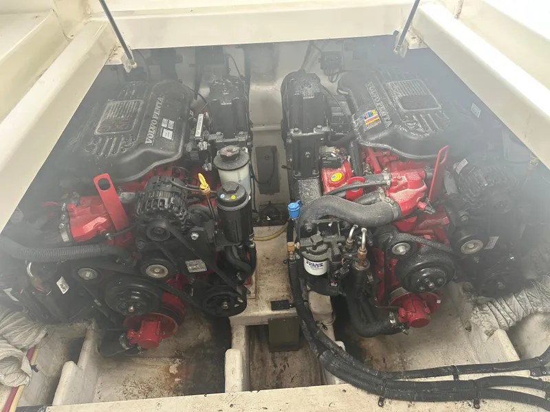 Slide: The Image of 2009 Cruisers 300 CXi Express engine compartment with dual Volvo Penta engines. - 25