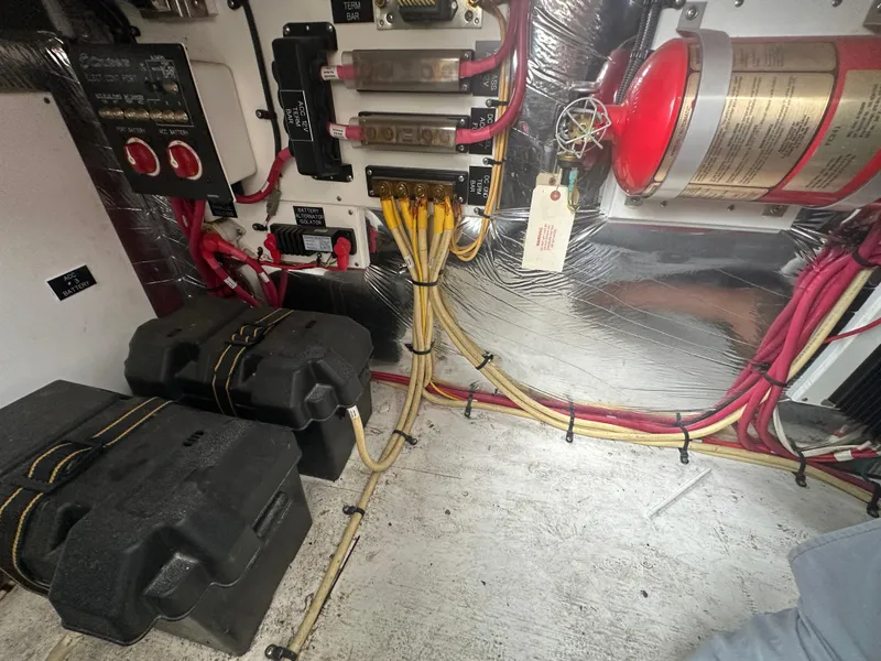 Slide: The Image of Electrical system of a 2009 Cruisers 300 CXi Express boat with wiring and components. - 20