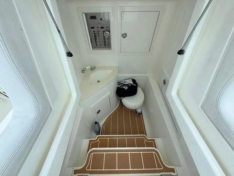 Slide: The Image of Luxurious interior of 2021 Blackwater 36 Sport boat with ocean view. - 15