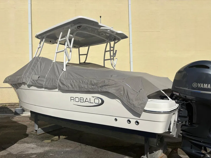 Slide: The Image of 2021 Robalo R247 Dual Console boat with Yamaha engine, available for co-brokerage. - 2