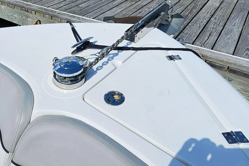 Slide: The Image of Bow of 2022 Sea Fox 249 Avenger boat with anchor and chain on deck. - 16
