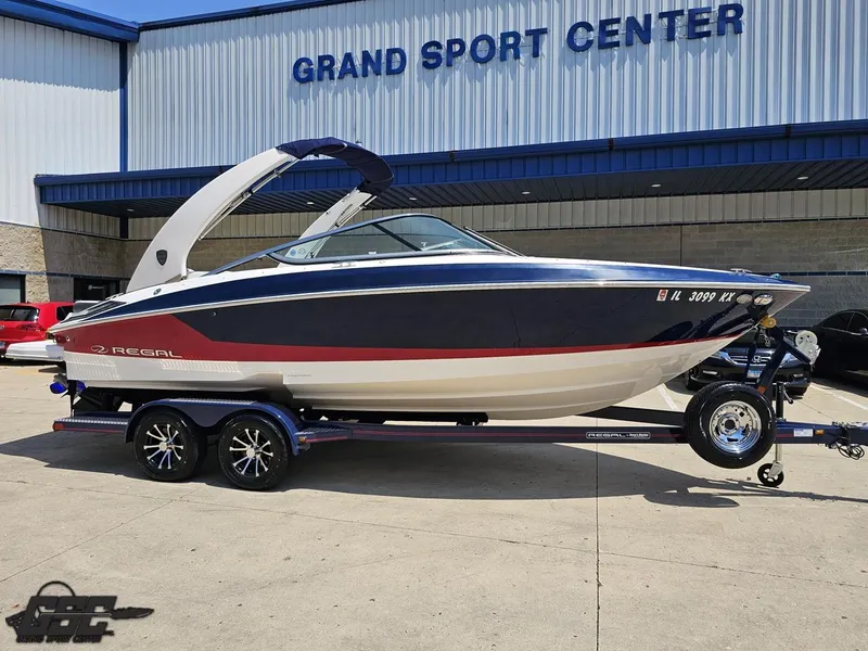 Slide: The Image of 2018 Regal 2300 Bowrider boat on trailer at Grand Sport Center. - 3