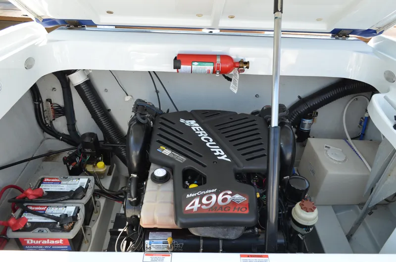 Slide: The Image of Engine compartment of a 2008 Baja 26 Outlaw with Mercury 496 Mag HO engine. - 11