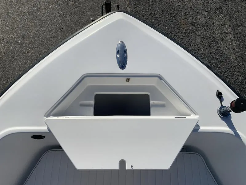 Slide: The Image of 2008 Sea King 180 CC boat bow with open storage compartment. - 22