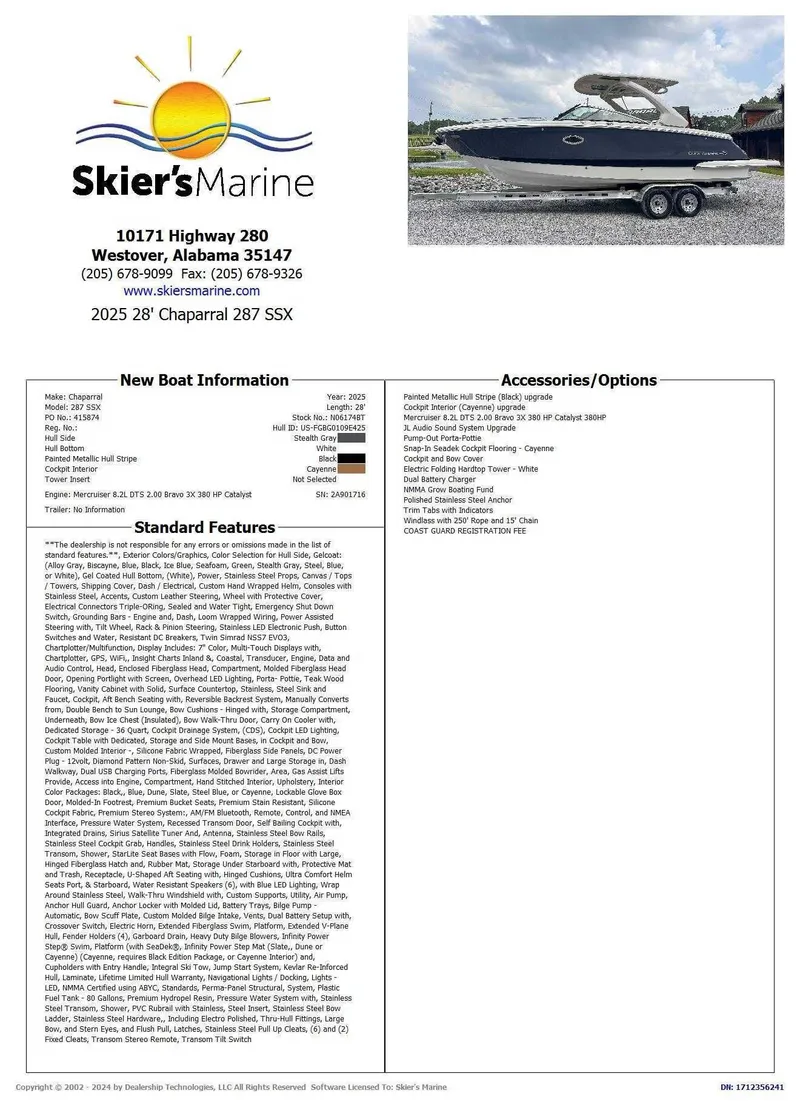 Slide: The Image of Chaparral 287 SSX 2025 - 2