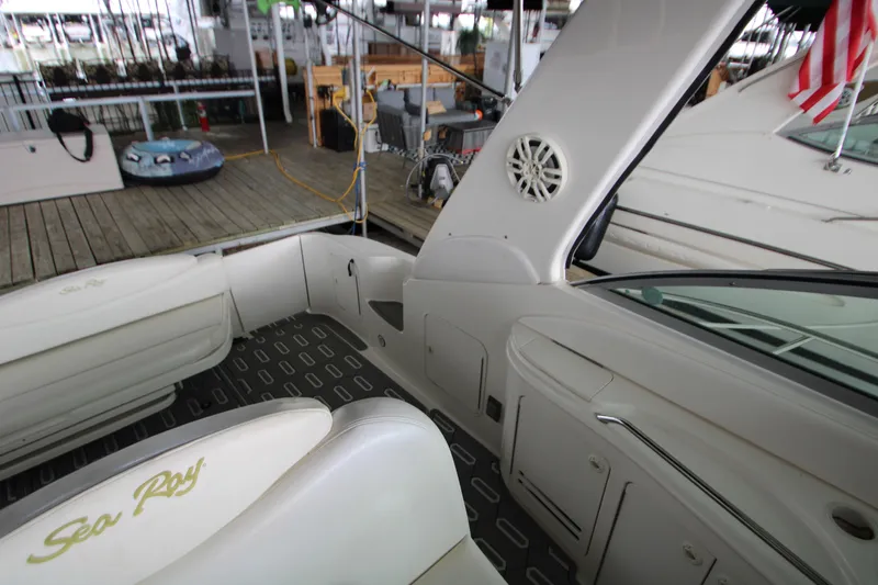 Slide: The Image of Interior of a 2001 Sea Ray 340 Sundancer yacht at the dock. - 17