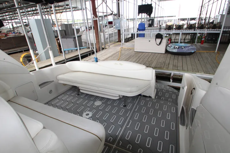 Slide: The Image of Interior of a 2001 Sea Ray 340 Sundancer yacht in dock. - 5