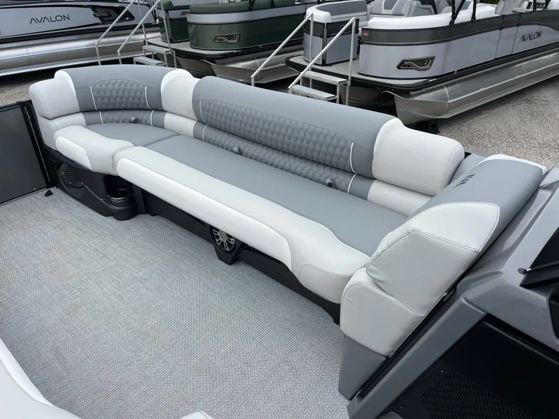 Slide: The Image of Luxurious seating on 2026 Avalon 2785 Excalibur LTD Windshield Quad Lounger, Tri toon boat. - 12