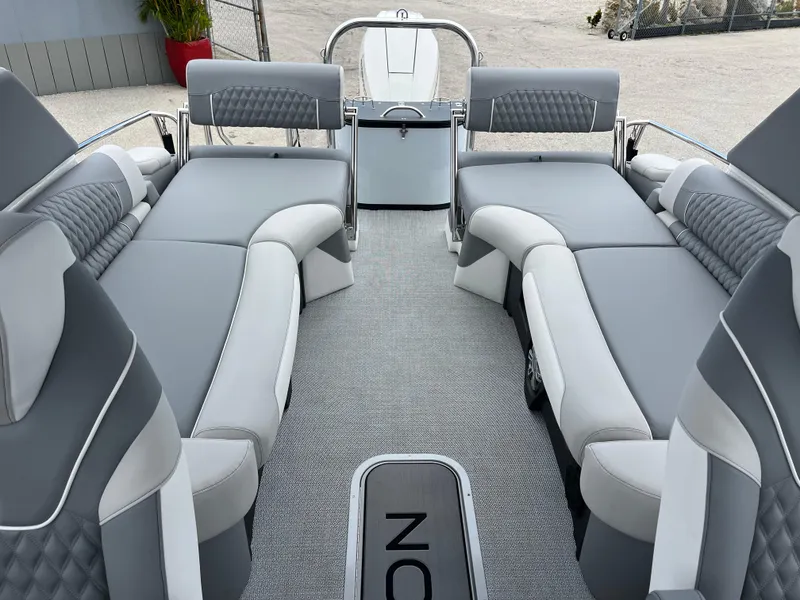 Slide: The Image of Luxurious 2026 Avalon 2785 Excalibur LTD boat interior with quad lounger seating. - 18