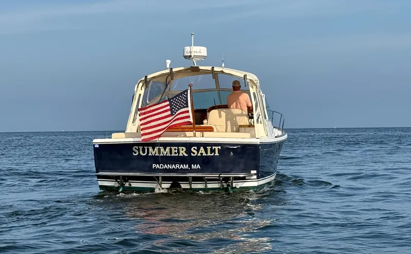 Slide: The Image of 2009 Hunt Yachts Harrier 29 boat named "Summer Salt" on open water, Padanaram, MA. - 5