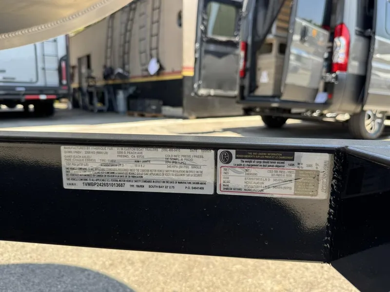 Slide: The Image of Label on South Bay 222 LE 2025 trailer, showing specifications and loading information. - 25