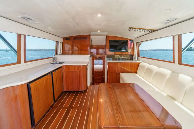 Slide: The Image of Luxurious interior of 2009 Egg Harbor 37 SportYacht with wood finishes and ocean view. - 33