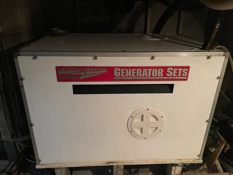 Slide: The Image of Northern Lights generator set on 1964 Grand Banks 42 Classic boat. - 62