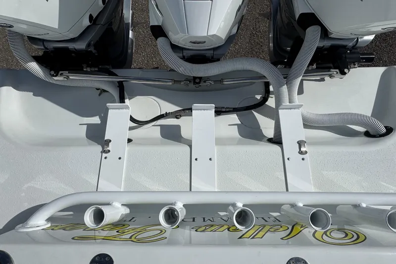 Slide: The Image of 2020 Yellowfin 36 Offshore boat with diamond-stitched seating and sleek design. - 48